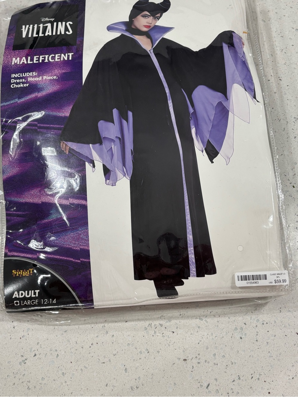 Disney Maleficent Costume - Black and Purple Robe with Headpiece Worn once